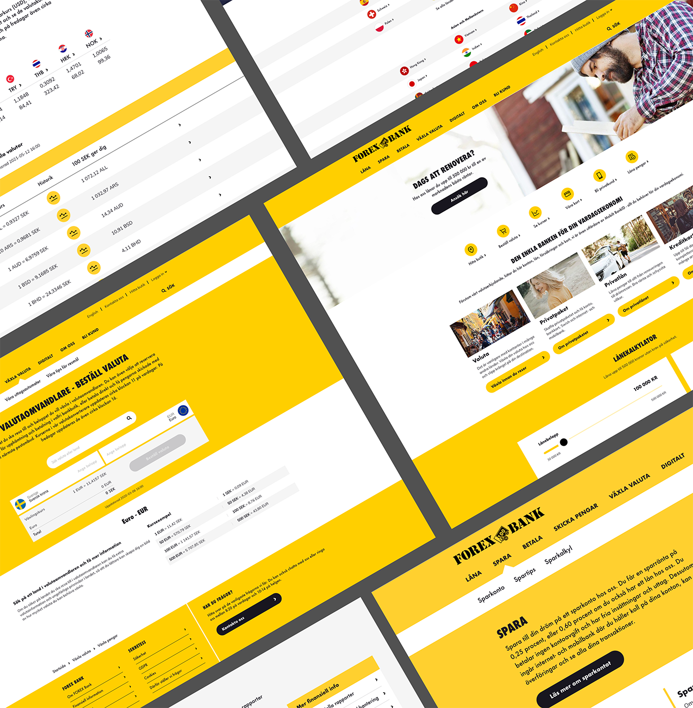 Forex banking website UI screenshot